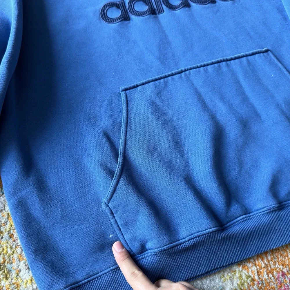 Vintage Y2K 2000s Adidas Center Big Logo Hoodie Mens XL Blue